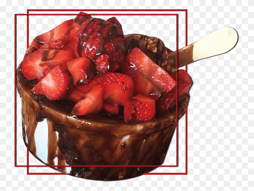 745x574 Delicioso Bolo De Chocolate Derretido Com Sorvete De Strawberry, Fruit, Plant, Food HD PNG Download