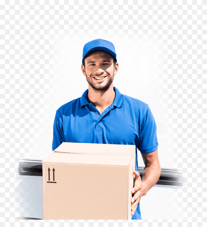 823x908 Delivery Man With Box Personal Computer, Package Delivery, Person, Carton HD PNG Download