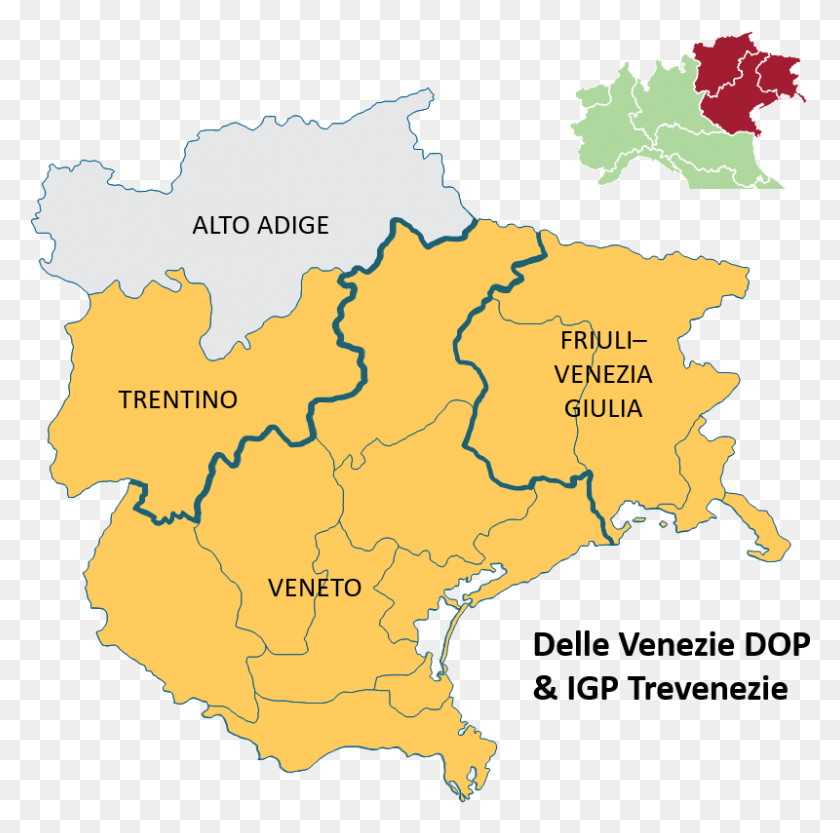 800x793 Descargar Png Delle Venezie Doc Delle Venezie Italia Mapa, Diagrama, Atlas, Parcela Hd Png