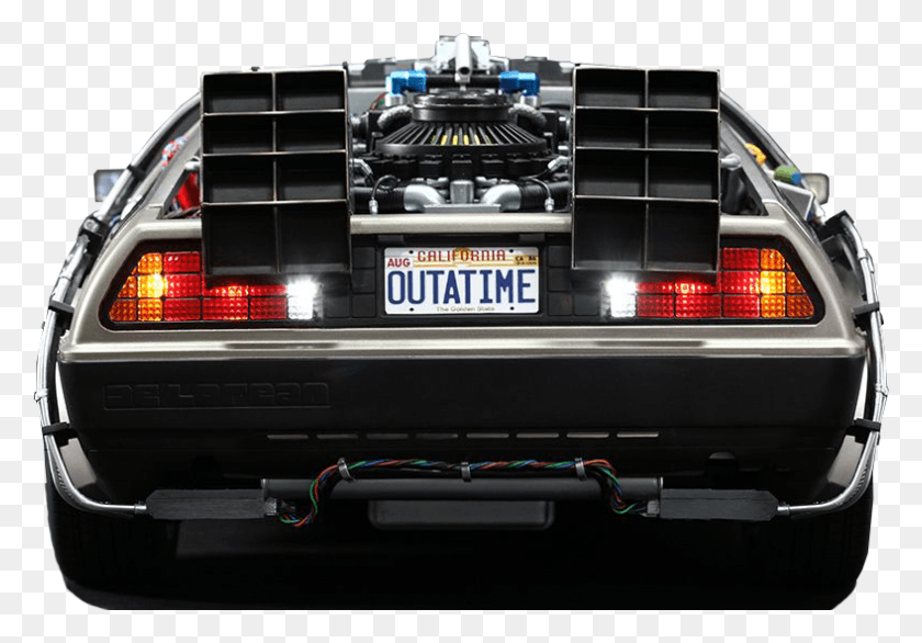 788x532 Delorean Back View Back To The Future Delorean Tail Lights, Bumper, Vehicle, Transportation HD PNG Download