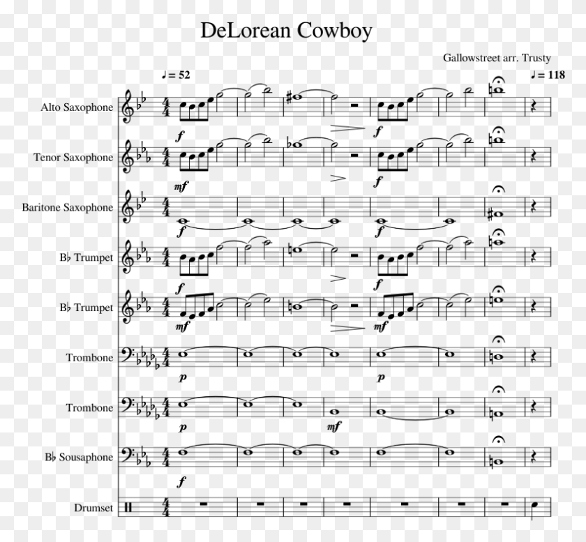 793x729 Delorean Cowboy Sheet Music For Alto Saxophone Tenor Somebody To Love Clarinet Sheet Music, Gray, World Of Warcraft HD PNG Download