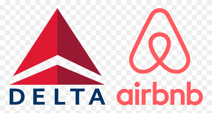 770x390 Логотипы Партнерства Delta Airbnb Airbnb Сотрудничает С Delta, Алфавит, Текст, Логотип Hd Png Скачать