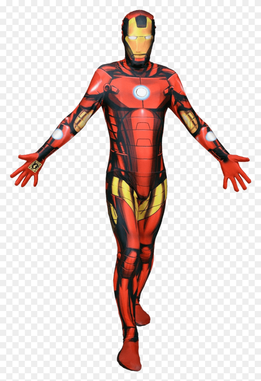 801x1197 Deluxe Iron Man Morphsuit With Zappar Superheroes Fancy Dress Mens, Helmet, Clothing, Apparel Hd Png Скачать