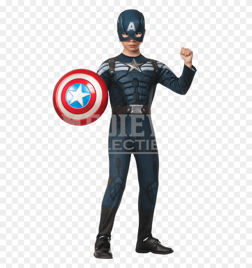 491x835 Deluxe Stealth Captain America Kids Costume Captain America Costume, Armor, Person, Human HD PNG Download