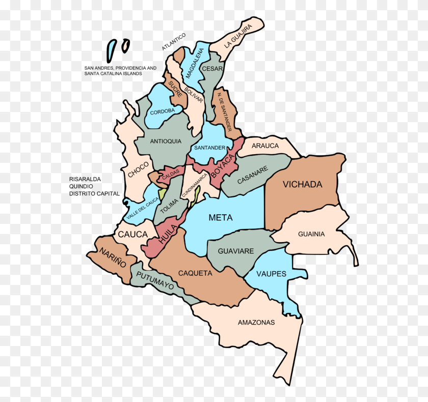 571x730 Departments Of Colombia Svg States In Colombia Country, Map, Diagram, Plot HD PNG Download