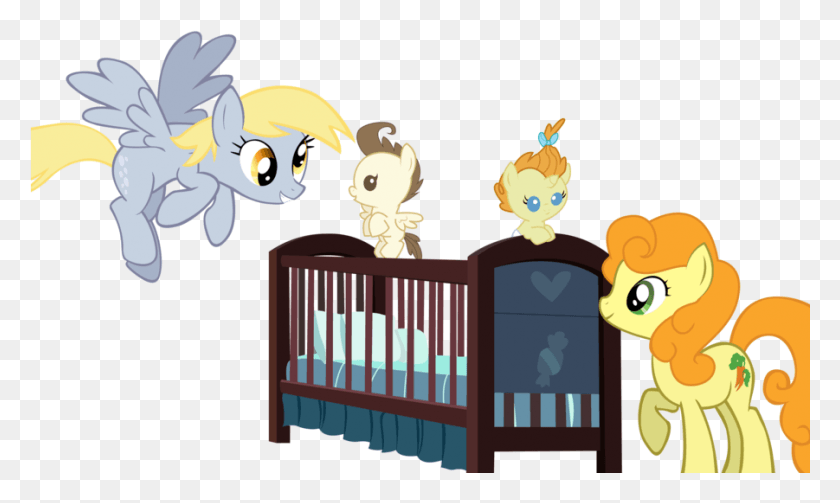901x512 Derpy And Carrot Top Watch Over The Baby Cakes Mlp Carrot Top And Derpy, Furniture, Crib, Cradle HD PNG Download