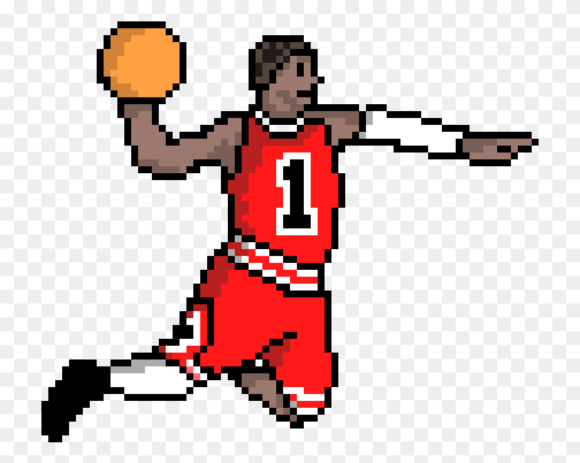 721x611 Derrick Rose 8 Bit Basketball Player, Texto, Cruz, Símbolo Hd Png