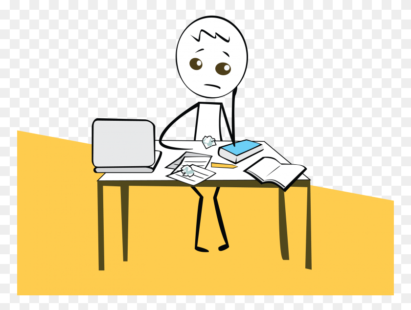 771x574 Desk Clipart Teacher Stress Emotional Student Cartoon, Furniture, Table, Electronics HD PNG Download