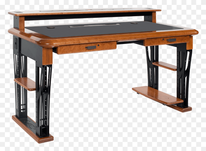 843x602 Desk With Computer Shelf Computer Desk Shelf, Furniture, Table, Indoors HD PNG Download