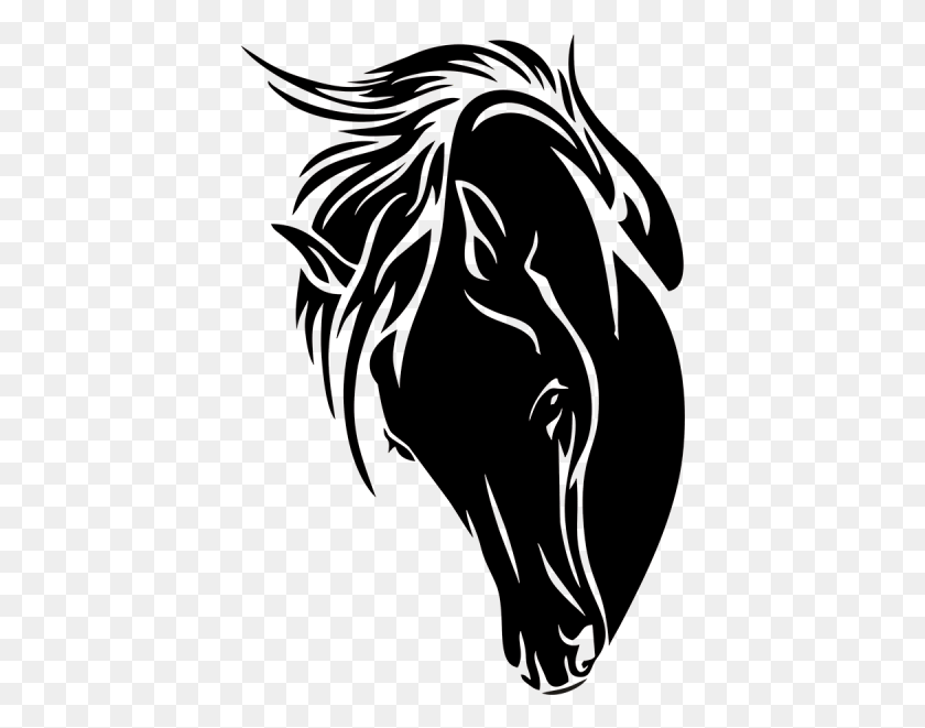 405x601 Details About Mustang Head Vinyl Sticker Horse Window Black Horse Head Silhouette, Animal, Mammal HD PNG Download