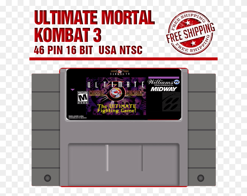 641x609 Details About Ultimate Mortal Kombat 3 16 Bit Big Gray Super Nintendo Entertainment System, Advertisement, Poster, Label HD PNG Download