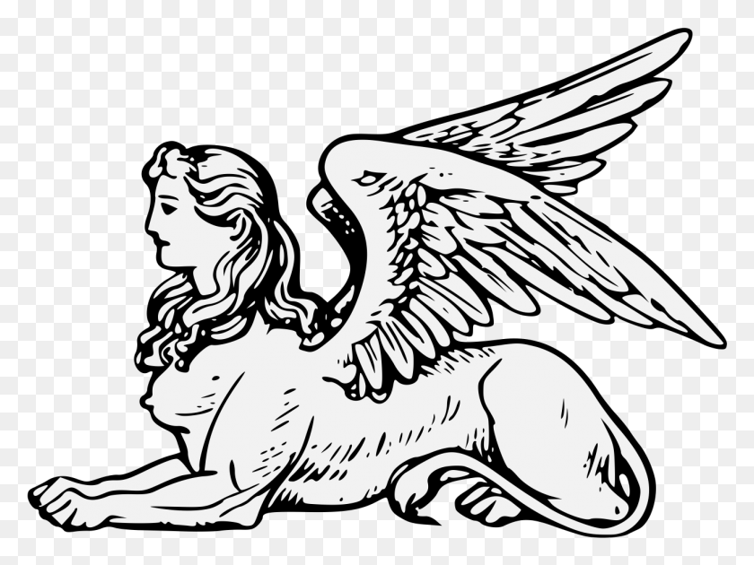 1293x945 Details Drawing Sphinx In Greek Mythology, Eagle, Bird, Animal HD PNG Download