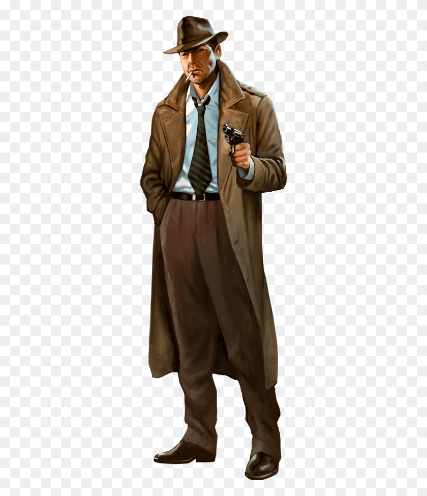 291x915 Detective Detective Character Concept Art, Clothing, Apparel, Tie HD PNG Download
