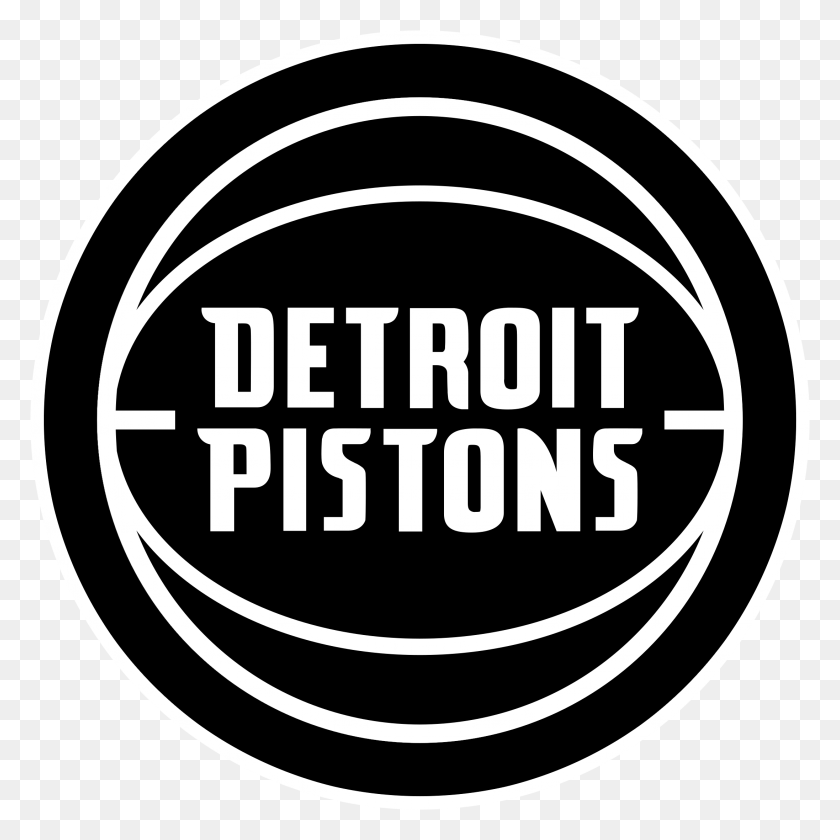 2193x2193 Detroit Pistons Logo Black And White Circle, Label, Text, Sticker HD PNG Download
