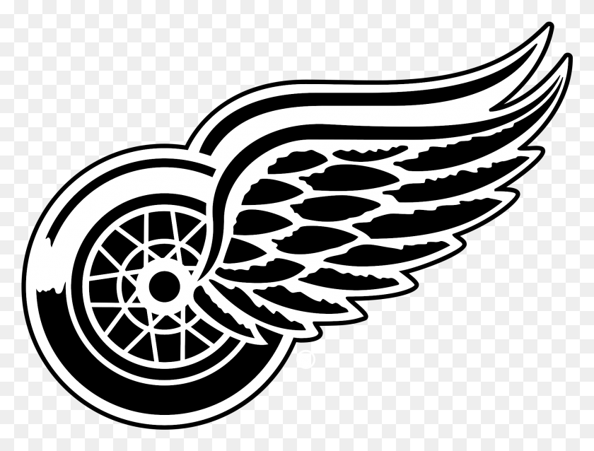 1893x1403 Descargar Png Logotipo De Detroit Red Wings Negro Amp Blanco Transparente Blanco Logotipo De Detroit Red Wings, Stencil, Símbolo, Marca Registrada Hd Png