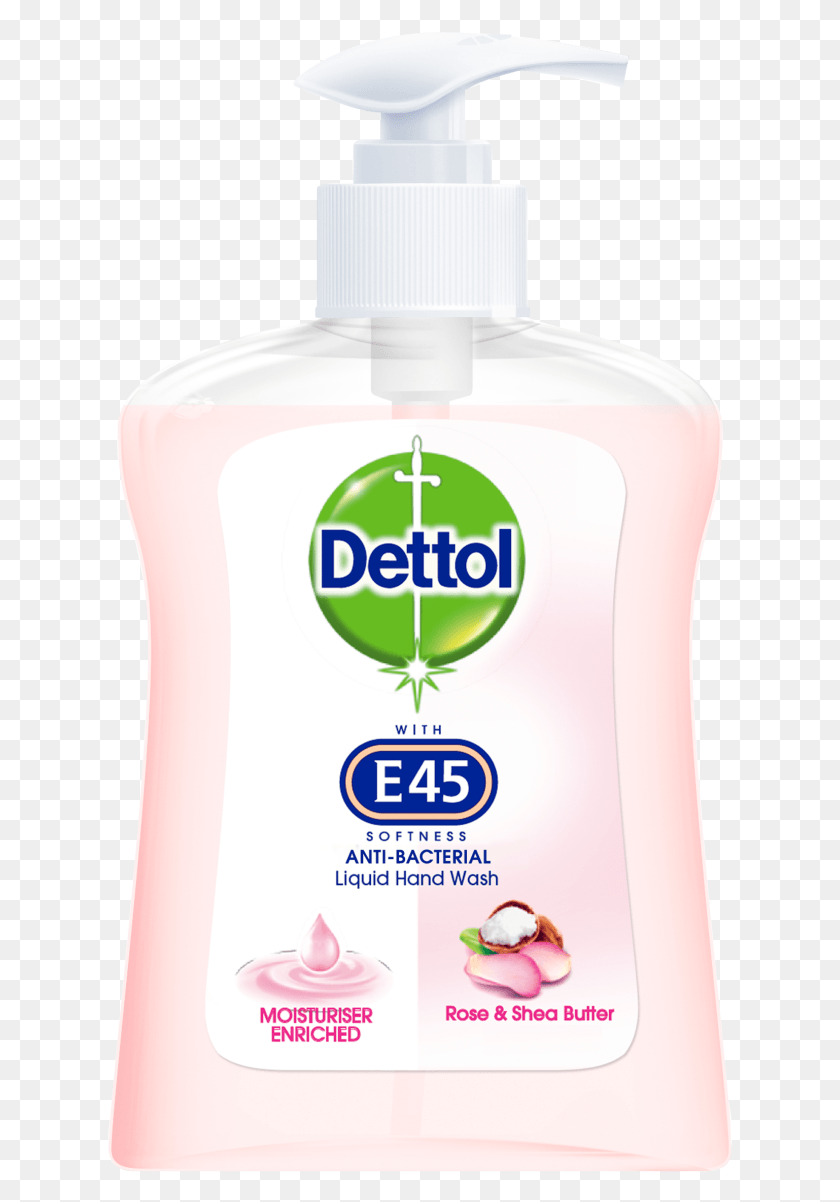 625x1142 Dettol Hand Wash With E45 Softness Transparent Hand Wash Bottle, Cosmetics, Sunscreen, Lotion HD PNG Download