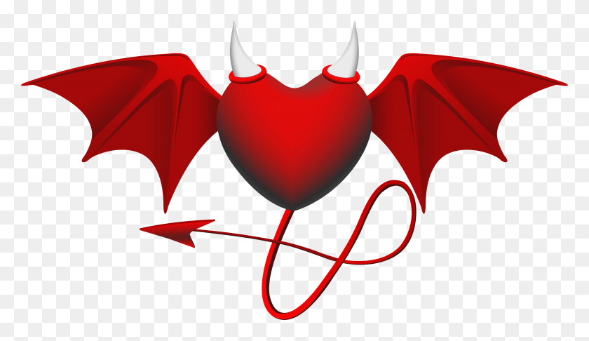 6050x3311 Devil Heart Clipart Image Heart Devil Logo, Animal, Invertebrate, Flamingo HD PNG Download