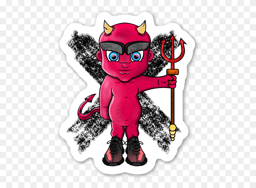 469x559 Devil In Yeezys Sticker Cartoon, Advertisement, Weapon, Weaponry HD PNG Download