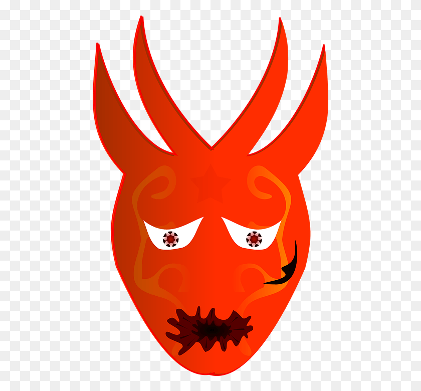 470x720 Máscara De Diablo Monstruo Cuernos Lucifer Demon Hell Clipart, Animal, Halloween, Calabaza Hd Png