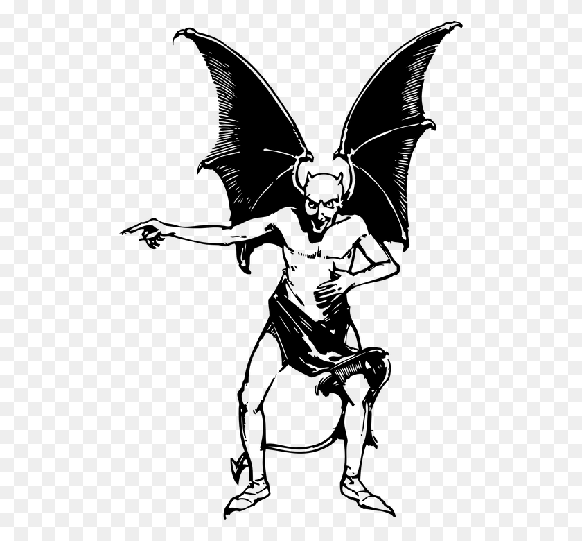 496x720 Devil Wings Horns Pointing Evil Demon Satan Devil Clip Art, Gray, World Of Warcraft HD PNG Download