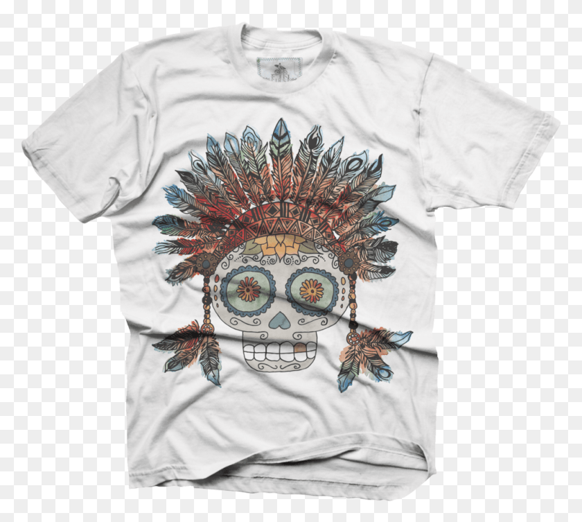990x880 Dia De Los Muertos Skull T Shirt, Clothing, Apparel, T-shirt HD PNG Download