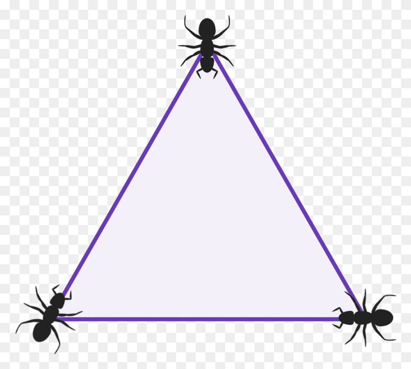 947x843 Descargar Png Diagrama De Un Triángulo Con 3 Hormigas Sentado Una En Cada Vértice Tres Hormigas Acertijo, Iluminación, Lámpara Hd Png