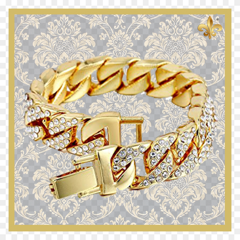 950x950 Diamond Amp Gold Cuban Link Bracelet Cuban Link Styles Bracelet, Graphics, Floral Design HD PNG Download