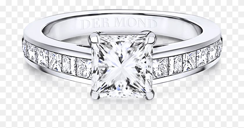 713x383 Diamond Band Princess Cut Pre Engagement Ring, Accessories, Accessory, Platinum Descargar Hd Png