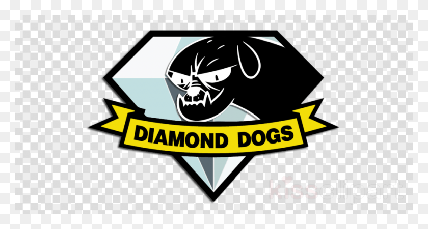 900x450 Descargar Png Diamante Perros Parche Clipart Metal Gear Solid Metal Gear Solid Diamond Dogs, Etiqueta, Texto, Símbolo Hd Png