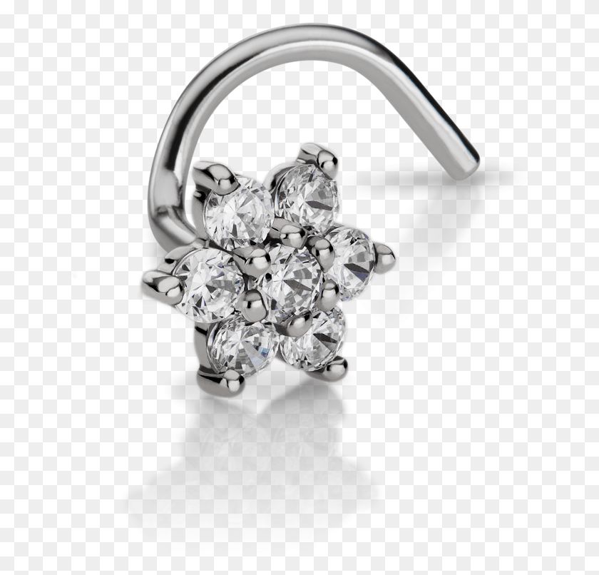 647x746 Diamond Flower Nostril Stud Earring, Gemstone, Jewelry, Accessories HD PNG Download