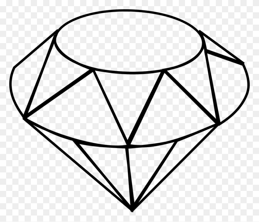 849x720 Diamond Gemstone Crystal Precious Jewelry Diamond Line Drawing, Gray, World Of Warcraft HD PNG Download