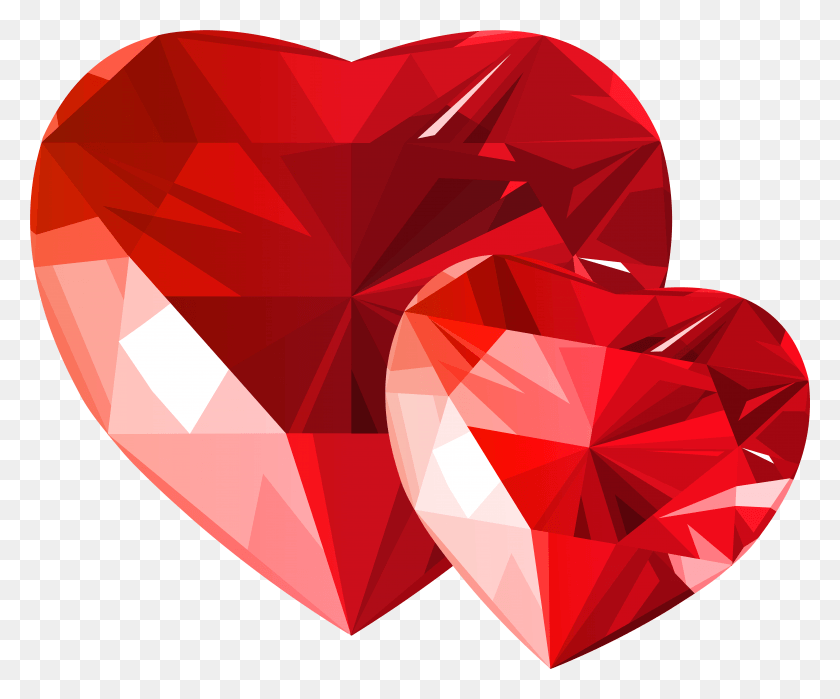 7887x6463 Diamond Hearts Red Transparent Clip Art, Gemstone, Jewelry, Accessories HD PNG Download