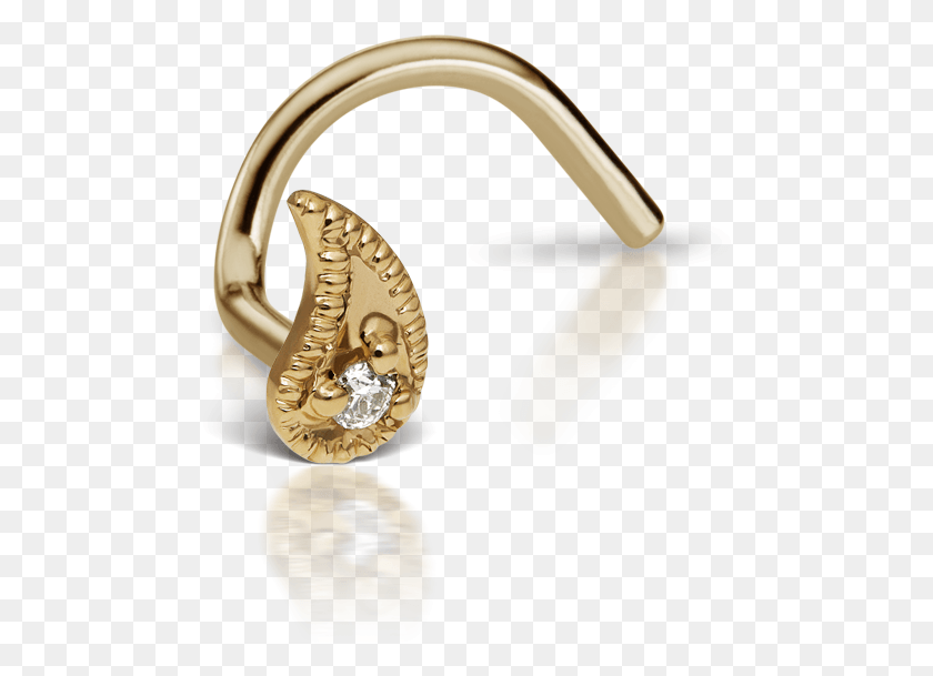 476x549 Diamond Left Paisley Nostril Screw Body Jewelry, Gold, Accessories, Accessory HD PNG Download