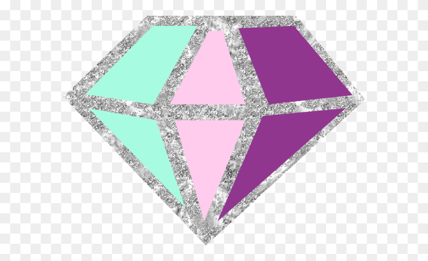 594x454 Diamond Pinkandpurple Silver Glitter Glittersilver Triangle, Rug, Ornament, Accessories Descargar Hd Png