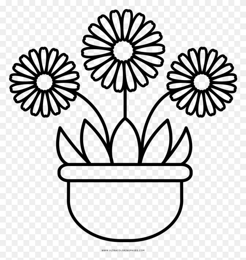 881x936 Dibujo De Maceta Para Colorear Ultra Coloring Pages Outline Images Of Single Flower, Gray, World Of Warcraft HD PNG Download