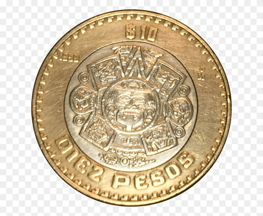 640x630 Diez Nuevos Pesos Estados Unidos Mexicanosa 10 Pesos Mexicanos, Oro, Moneda, Dinero Hd Png