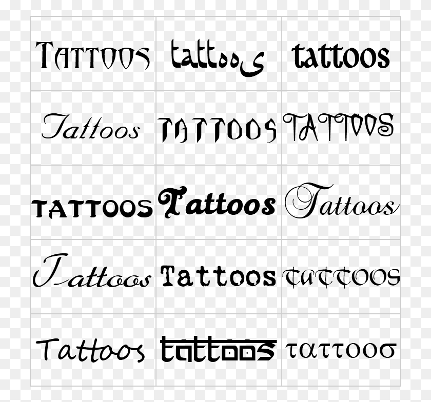 725x724 Different Tattoo Styles Fonts Word Tattoo In Different Fonts, Label, Text, Plot Descargar Hd Png