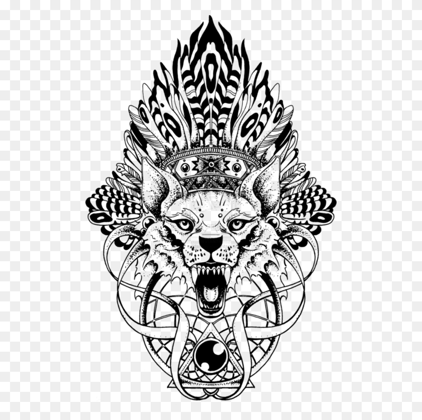 500x776 Different Wolf And Bottom To It Totem Pole Tattoo Angry Wolf Tattoos Designs, Symbol, Emblem, Chandelier HD PNG Download