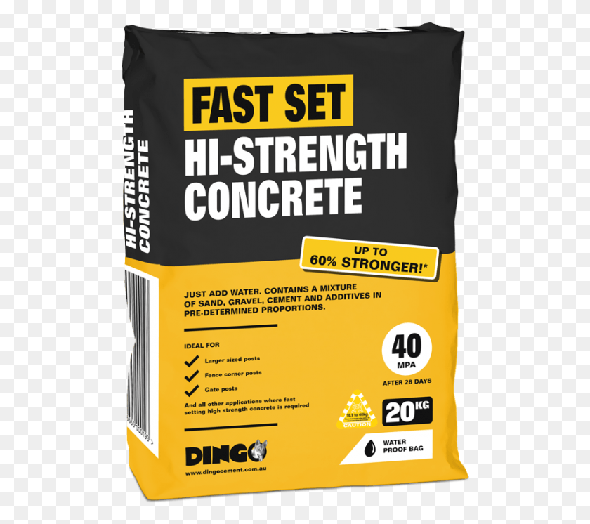 497x686 Descargar Png Dingo Bags 3D 20Kg Fshs Concrete Dingo Cement, Text, Label, Cartón Hd Png