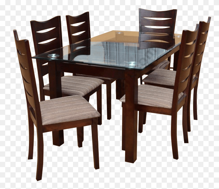 915x780 Dining Table Wooden Dining Table Design With Glass Top, Furniture, Chair, Dining Table HD PNG Download