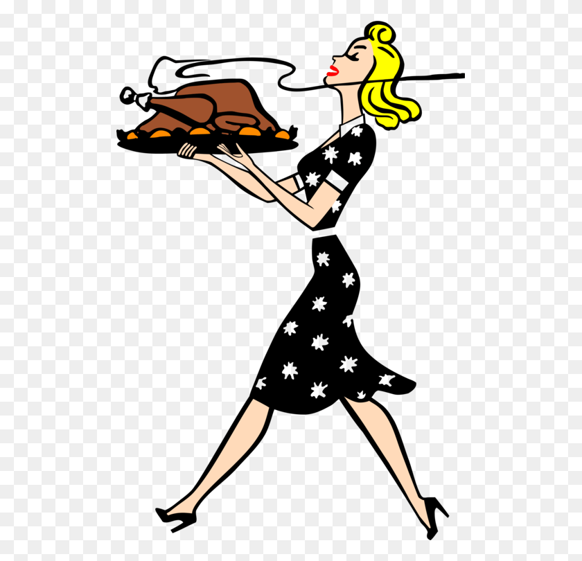 503x750 Dinner Housewife Retro Thanksgiving Turkey Vintage 1950s Woman Clip Art, Sport, Sports, Leisure Activities HD PNG Download
