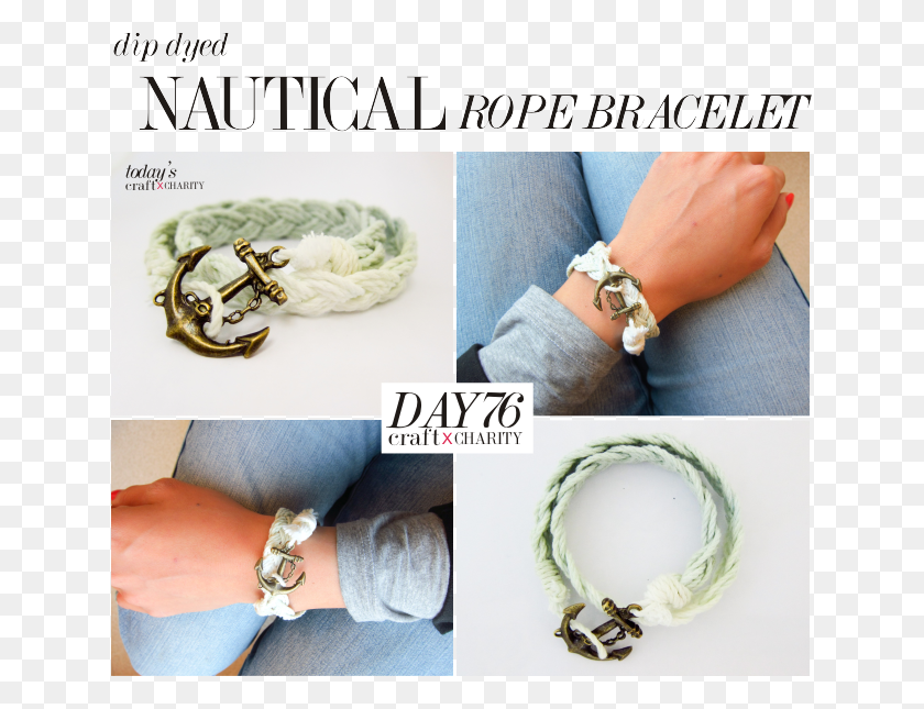 637x585 Dip Dyed Nautical Rope Bracelet Bracelet, Person, Human, Accessories HD PNG Download