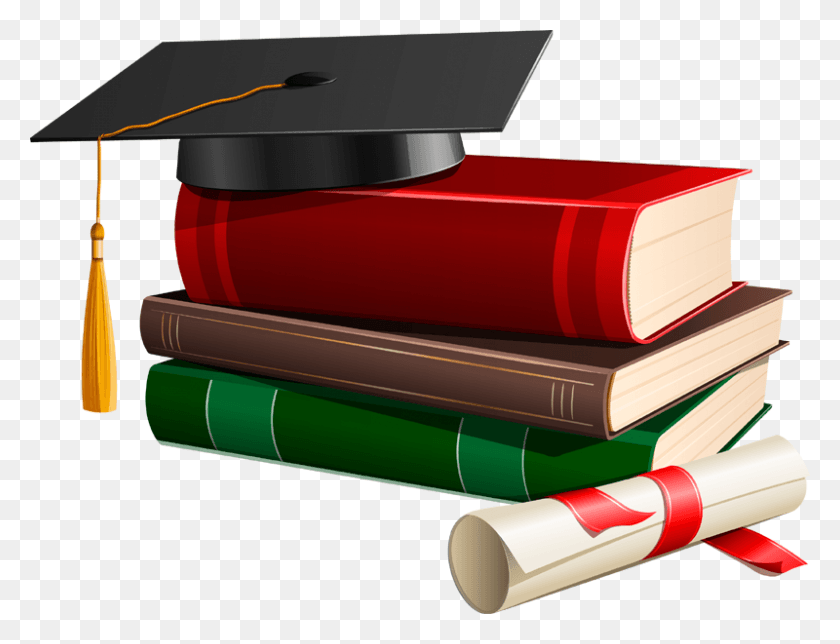 800x599 Descargar Png Diploma Clipart Licenciatura Graduación Cap Y Libros, Texto, Libro, Decoración Del Hogar Hd Png