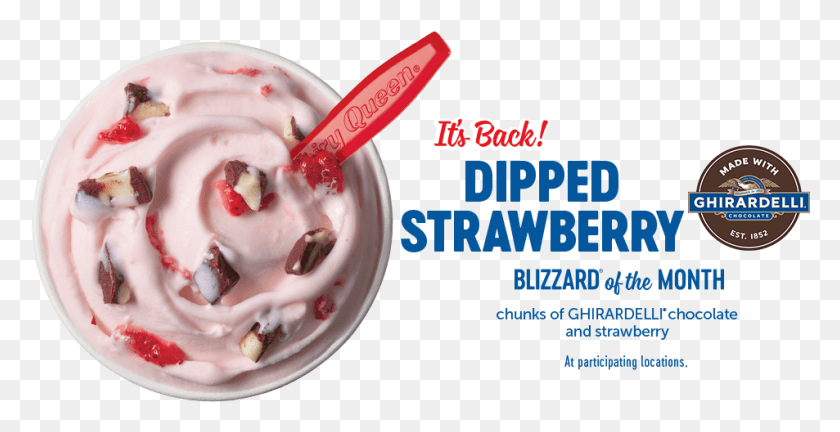 953x455 Dipped Strawberry Made With Ghirardelli Blizzard Of Gelato, Ice Cream, Cream, Dessert HD PNG Download
