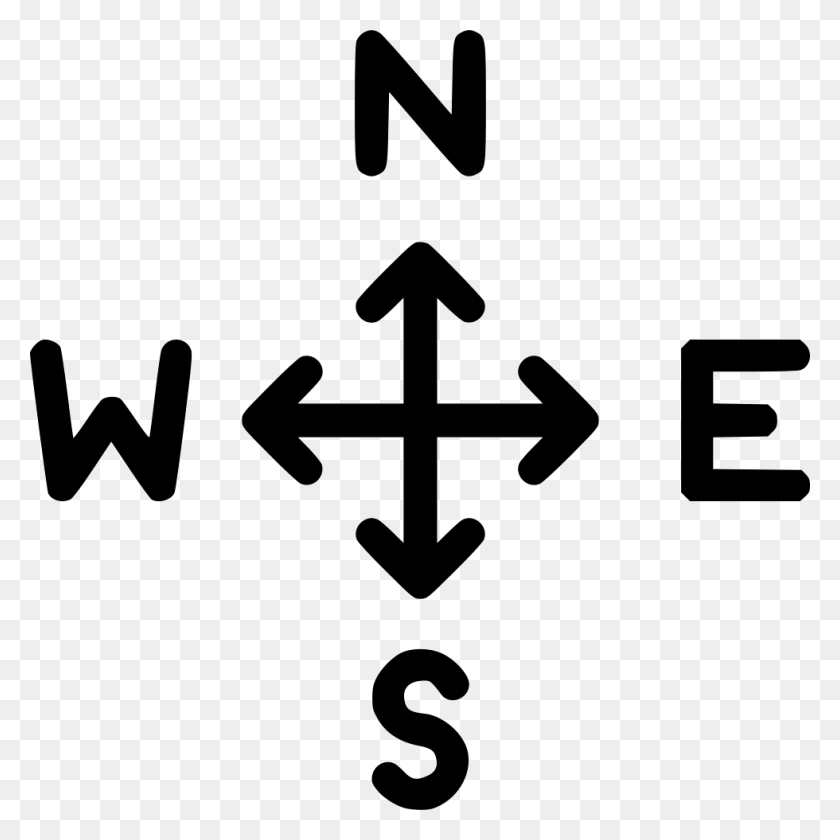980x980 Direction Navigation Arrow North East West South Comments North East South West Symbol, Stencil, Logo, Trademark HD PNG Download