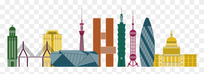 2351x748 Directions World Landmarks In One, Architecture, Building, Metropolis Descargar Hd Png