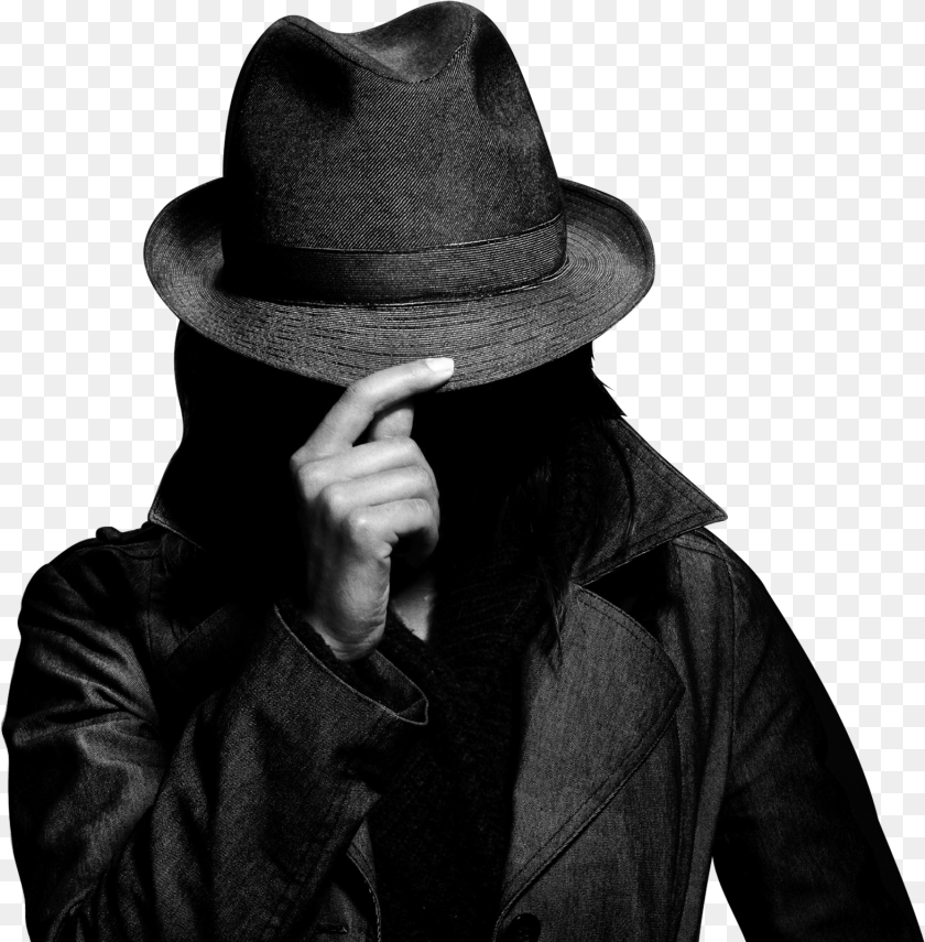 1572x1601 Directory Female Spy Trench Coat, Sun Hat, Portrait, Photography, Person Clipart PNG