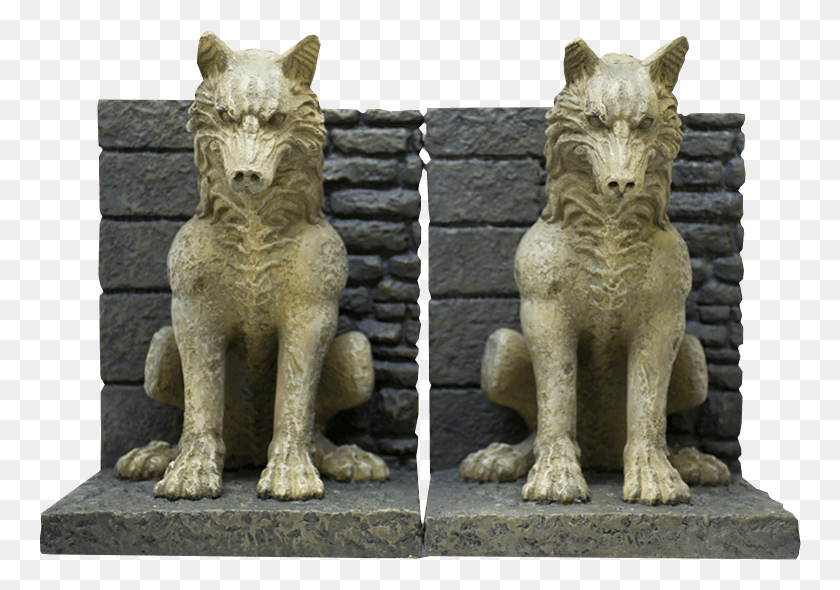 762x530 Direwolves Bookends Game Of Thrones Wolf Statue, Figurine, Lighting, Cat HD PNG Download