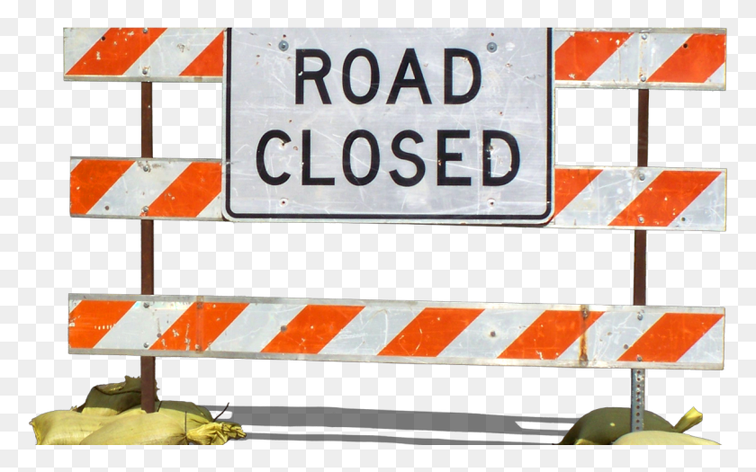 1209x721 Dirt Road Work Road Closed Sign, Fence, Transportation, Barricade HD PNG Download