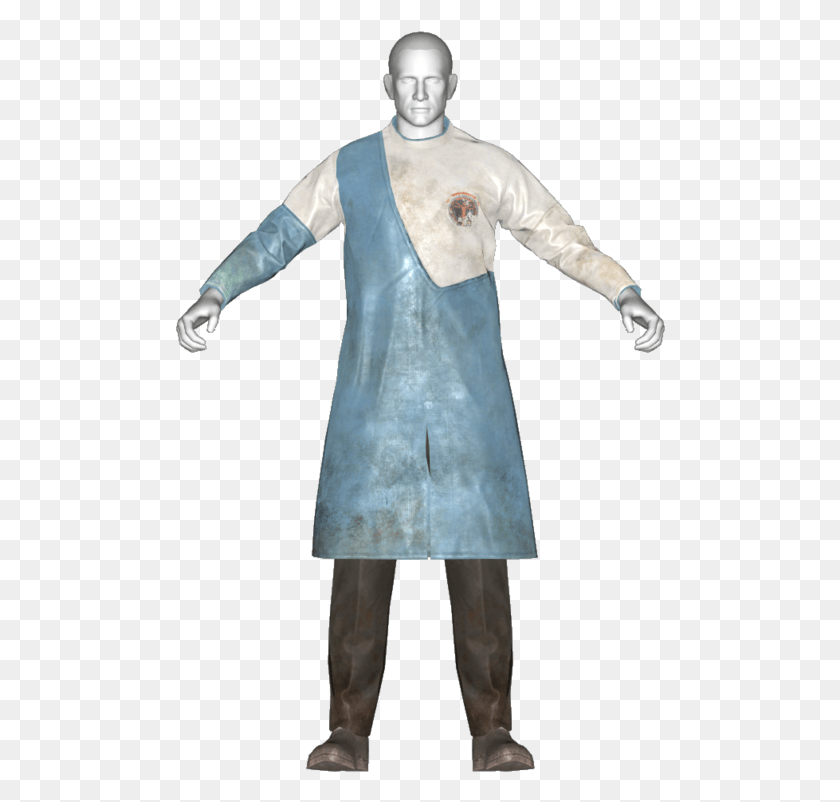 491x742 Dirty Blue Institute Lab Coat Fallout 4 Institute Bioscience Lab Coat, Clothing, Apparel, Person HD PNG Download